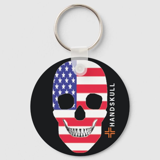 Porte-clés HANDSKULL États-Unis, Happy skull, drapeau des Éta (Recto)