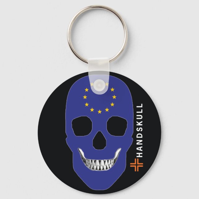 Porte-clés HANDSKULL Europe, Happy skull, drapeau européen (Recto)