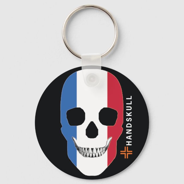 Porte-clés HANDSKULL France, Happy skull, drapeau de la Franc (Recto)