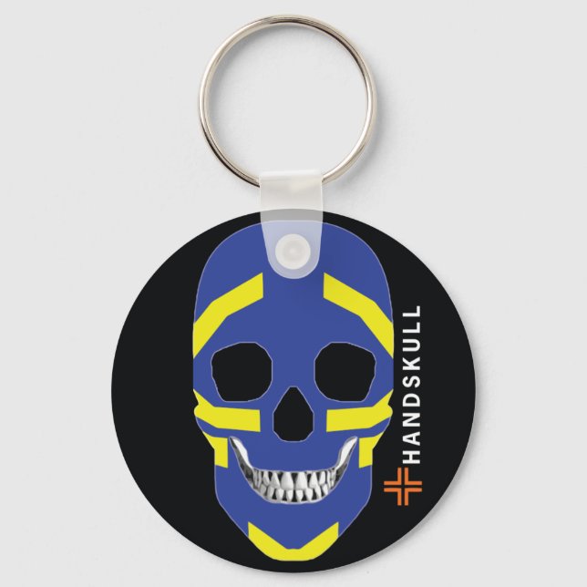 Porte-clés HANDSKULL Viking, Joyeux crâne, Drapeau viking (Recto)