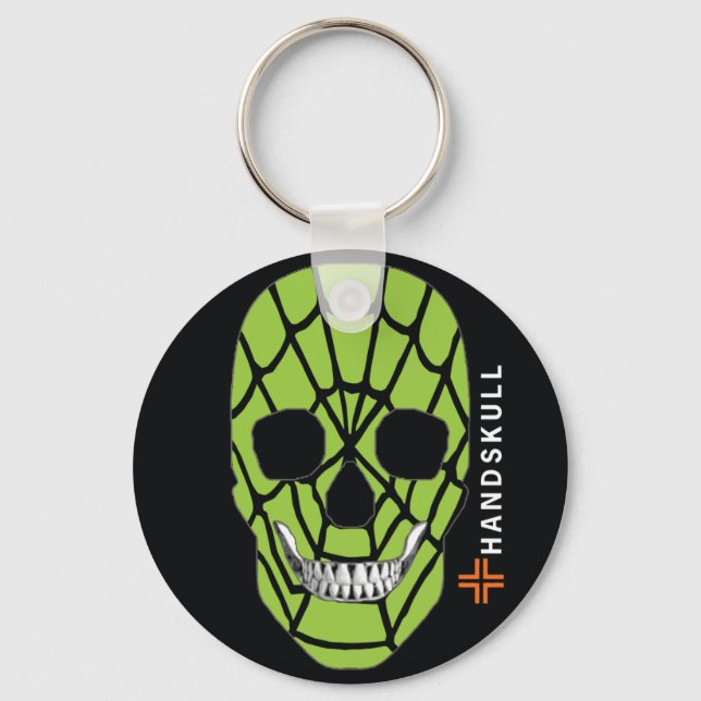 Porte-clés HANDSKULL Web Green, Happy skull, Web Green flag (Recto)