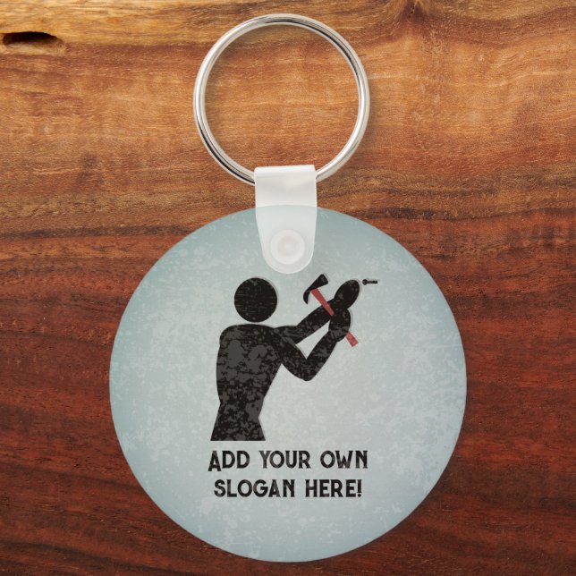 Porte-clés Handyman - DIY Guy with hammer - Add own name/text (Recto)