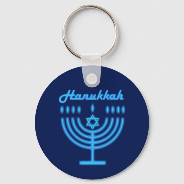Porte-clés Hanukkiah Happy Hanoukka Juive Fête Menorah (Recto)