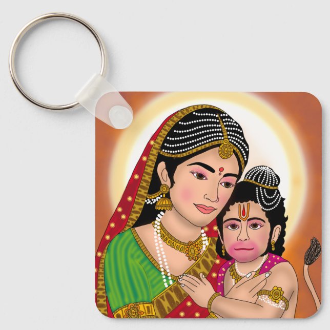 Porte-clés Hanuman & Anjana Mata (Recto)