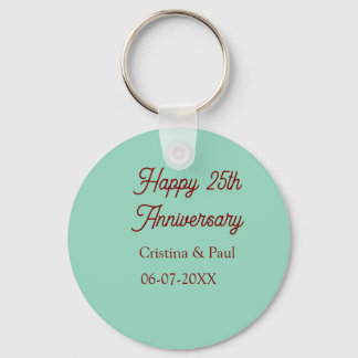 Porte-clés Happy 25th aniversary green mauve pastel boho retr