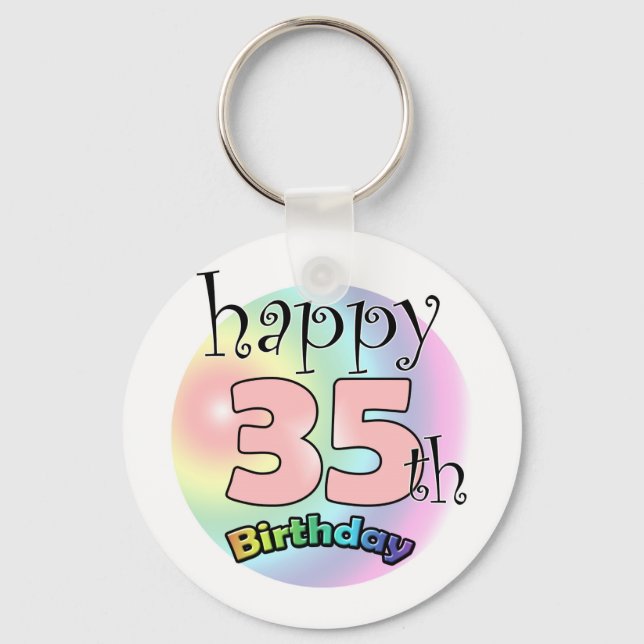 Porte-clés Happy 35th Birthday (rose) (Recto)
