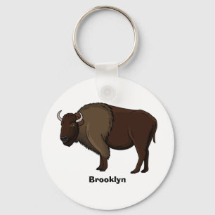 Porte-clés Happy American bison buffalo illustration