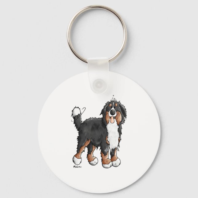 Porte-clés Happy Bernese Mountain Dog - Comic - Chiens - Cart (Recto)