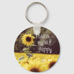 Porte-clés Happy Bible Verse with Sunflowers