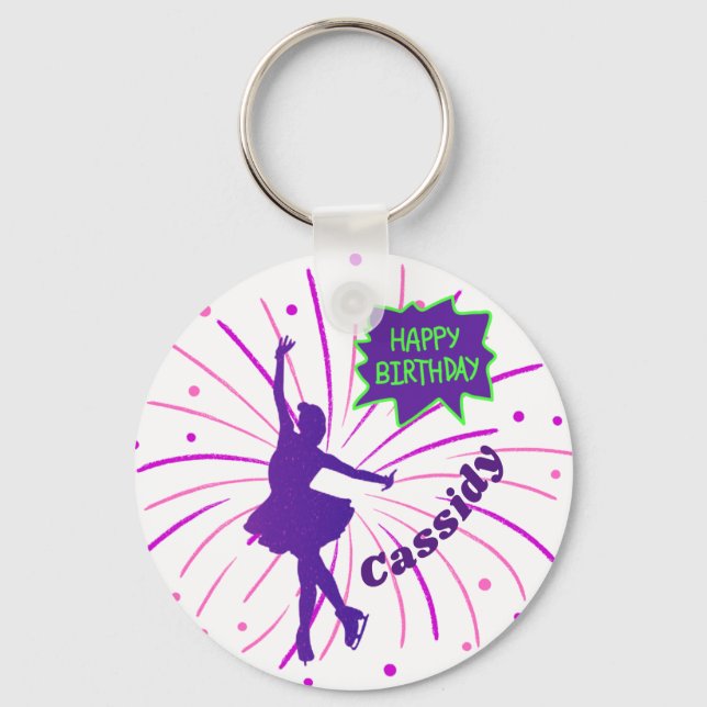 Porte-clés Happy Birthday Figure Skating Personalized (Recto)