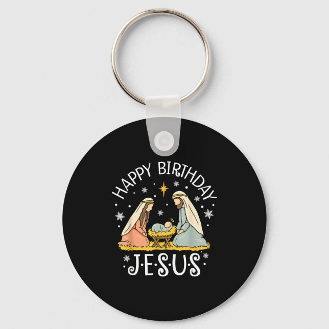 Porte-clés Happy Birthday Jesus Ugly Christmas Sweater Christ (Recto)
