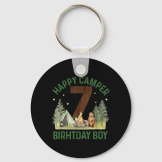 Porte-clés Happy Camper 7 Camping en forêt Garçons 7e anniver