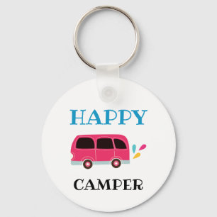 Porte-clés Happy Camper Van Cute Cartoon personnalisé 