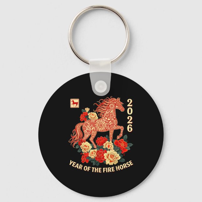 Porte-clés Happy Chinese Lunar New Year Of The Horse 2026 Kid (Recto)