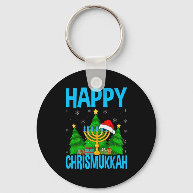 Porte-clés Happy Chrismukkah Santa Hat Christmas Hanukkah Sle (Recto)