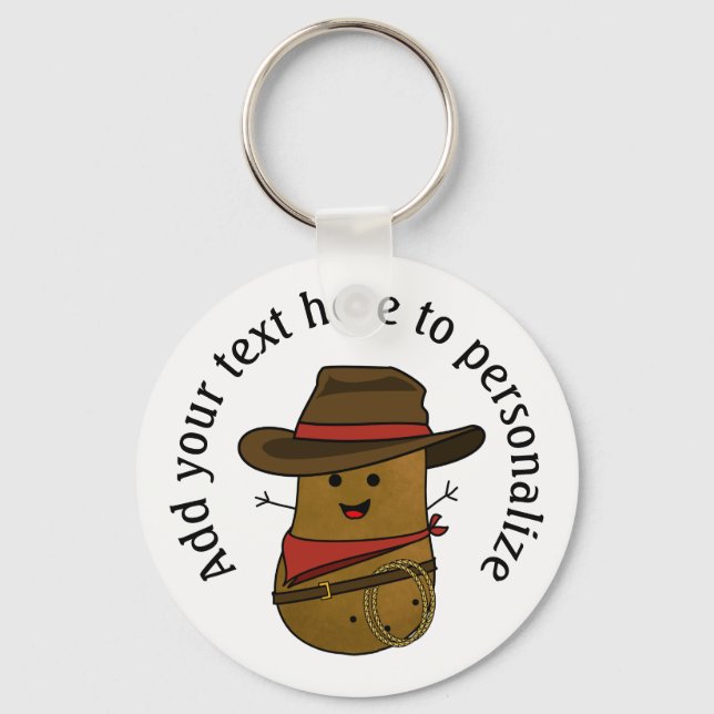 Porte-clés Happy Cowboy Potato Personalized (Recto)