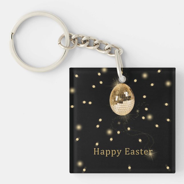 Porte-clés Happy Easter Gold Disco Ball (Devant)
