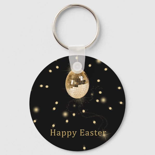 Porte-clés Happy Easter Gold Disco Ball (Recto)