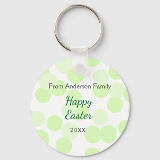 Porte-clés Happy Easter gray green polka dots family name