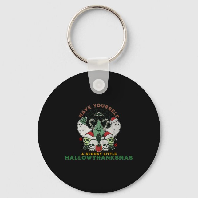 Porte-clés Happy Éffrayant HallowThanksMas Halloween Noël F (Recto)