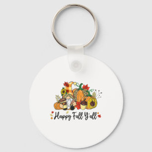 Porte-clés Happy Fall Y'all Gnome Leopard Citrouille Automne