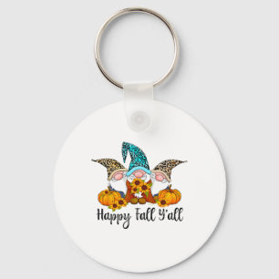 Porte-clés Happy Fall Y'all Gnome Leopard Citrouille Funny Au