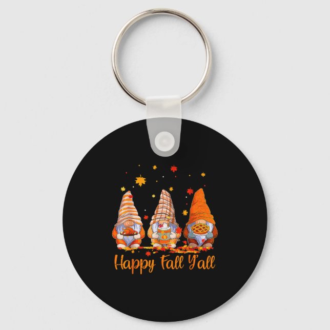 Porte-clés Happy Fall Y'all Gnome Pumpkin Autumn Thanksgiving (Recto)
