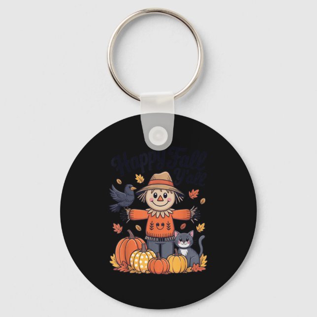 Porte-clés Happy Fall Y'all Thanksgiving Halloween Femmes Hom (Recto)