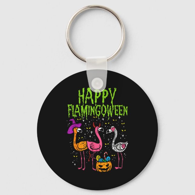 Porte-clés Happy Flamingoween Y Flamingos Funny Halloween Cos (Recto)