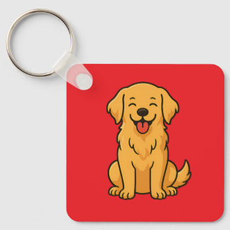Porte-clés Happy Golden Retriever Dog – Cute Funny Pets