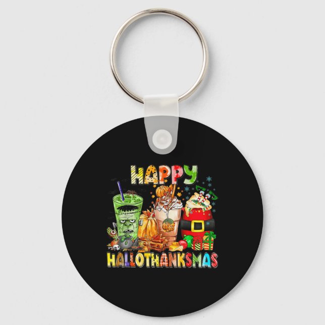 Porte-clés Happy Hallothanksmas Coffee Halloween Thanksgiving (Recto)