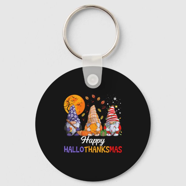 Porte-clés Happy Hallothanksmas Gnomes Lover Halloween Merry  (Recto)