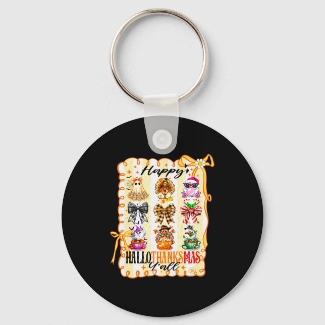 Porte-clés Happy Hallothanksmas Y’all Coquette Bow Halloween  (Recto)
