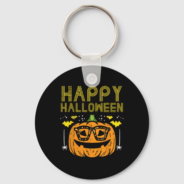 Porte-clés Happy Halloween Citrouille lunettes costume femmes (Recto)