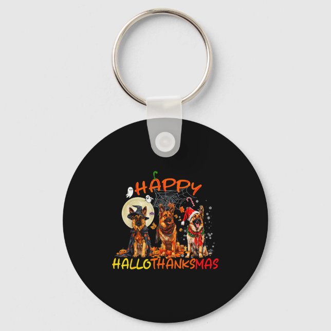 Porte-clés Happy Halloween Thanksgiving Christmas German Shep (Recto)
