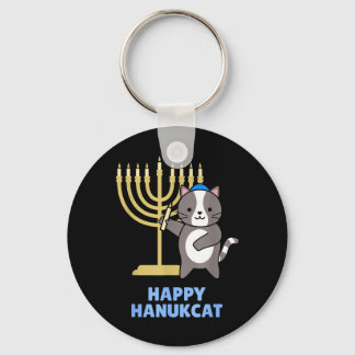 Porte-clés Happy Hanukcat Black Cat Meowzel Tov Menorah Funny
