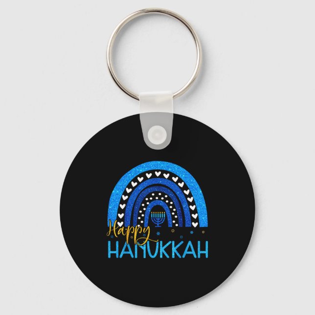 Porte-clés Happy Hanukkah Menorah Rainbow Jewish Gift Women K (Recto)