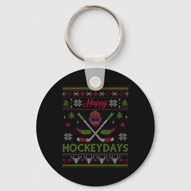 Porte-clés Happy Hockeydays Cool Hockey Christmas Wearing Out (Recto)