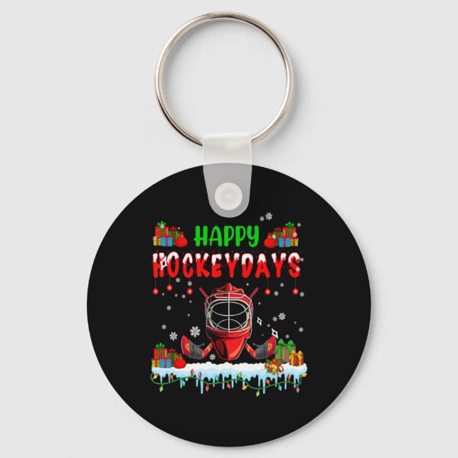 Porte-clés Happy Hockeydays Xmas Hockey Helmet Costume Player (Recto)