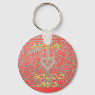 Porte-clés Happy Holidays Parties scintillant rouge design co
