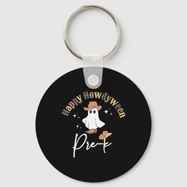 Porte-clés Happy Howdyween Pré-k Ghost Western Enseignant Pre (Recto)