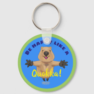 Porte-clés Happy jumping quokka cartoon blue keychain