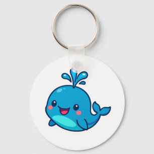 Porte-clés Happy Kawaii Baleine Sticker - mignon ami Océan