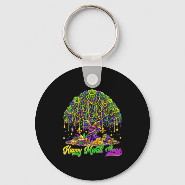 Porte-clés Happy Mardi Gras Tree Beads Mask Carnival New Orle (Recto)