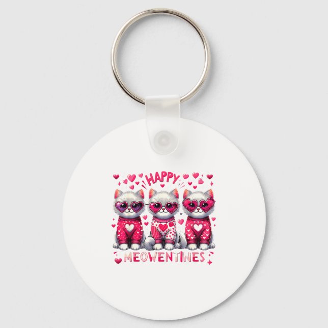 Porte-clés Happy Meowentines Cute Valentine Cats Love Cat Mem (Recto)