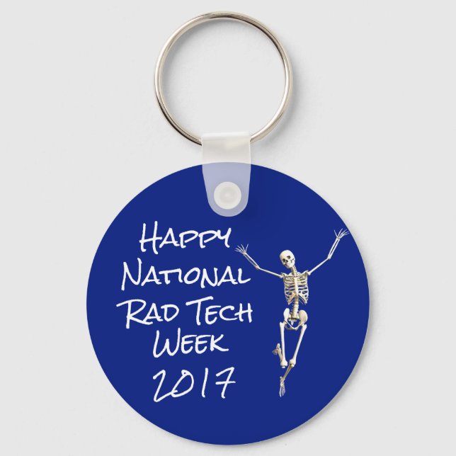Porte-clés "Happy National Rad Tech Week" avec Skeleton (Recto)