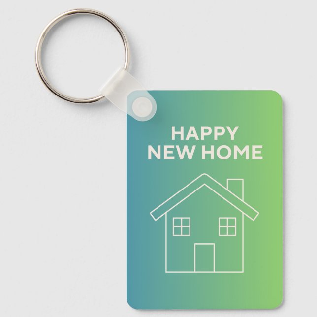 Porte-clés Happy New Home with Green Gradient Background (Recto)