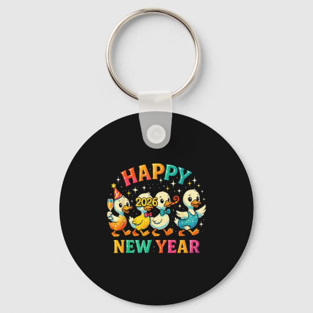 Porte-clés Happy New Year 2026 Cute Duck Party Gift  (Recto)