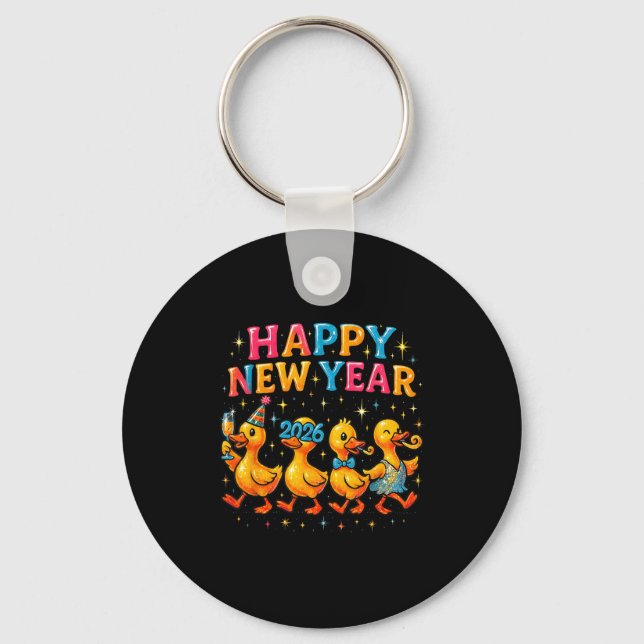 Porte-clés Happy New Year 2026 Cute Duck Party Gift  (Recto)