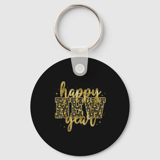 Porte-clés Happy New Year 2026 Gold Leopard Countdown Party F (Recto)